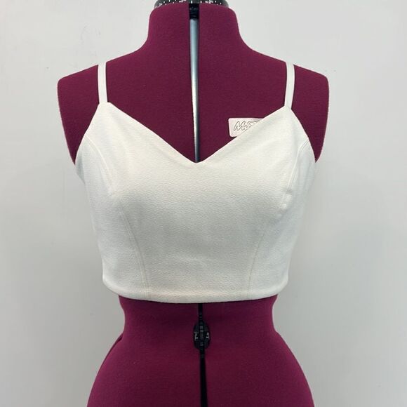 Aritzia Babaton white crop top with thin straps and Back Zip Closure L - Picture 3 of 12